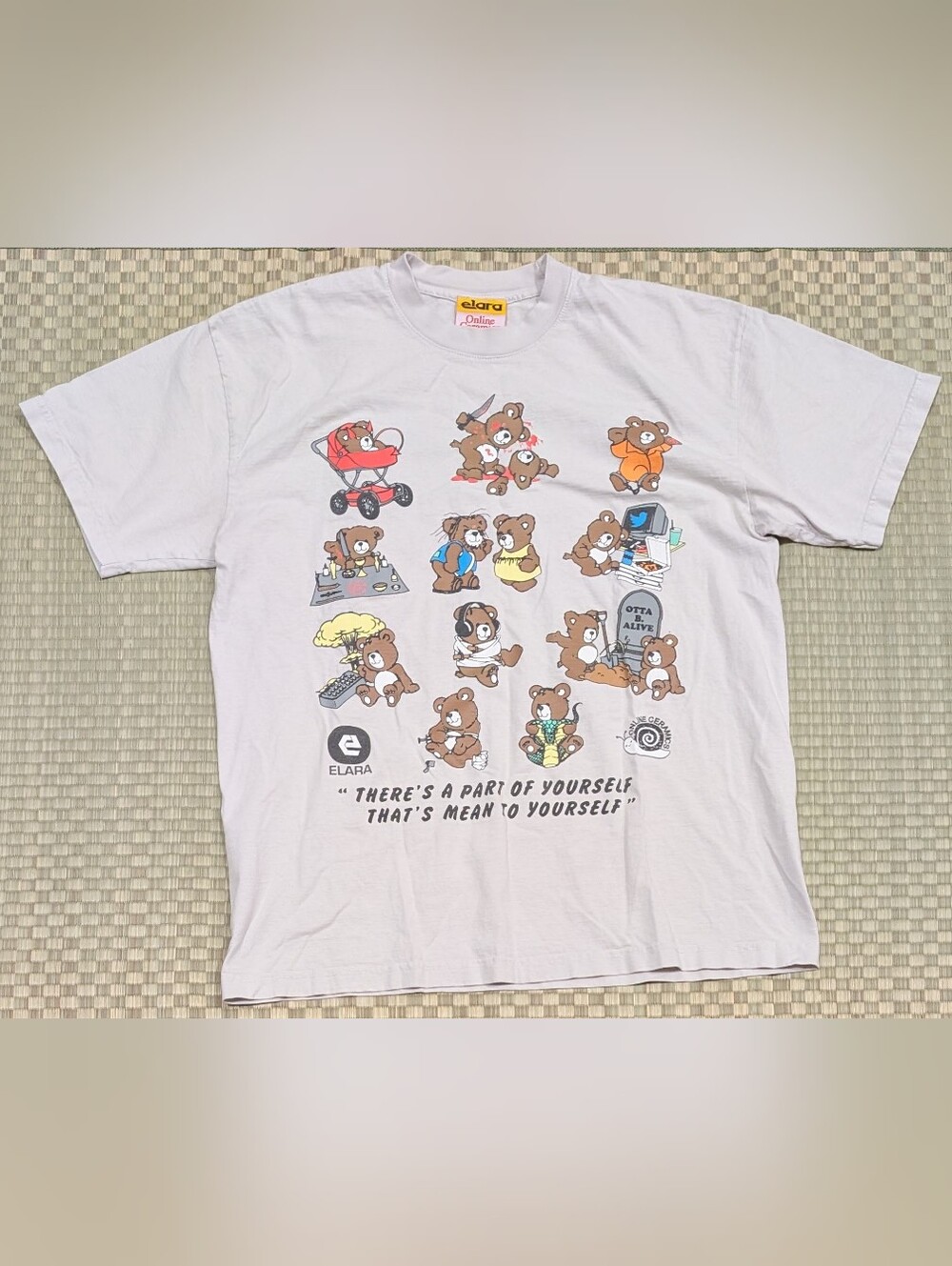 RARE Online Ceramics x Elara Bear Graphic T-shirt Size Large Made in USA